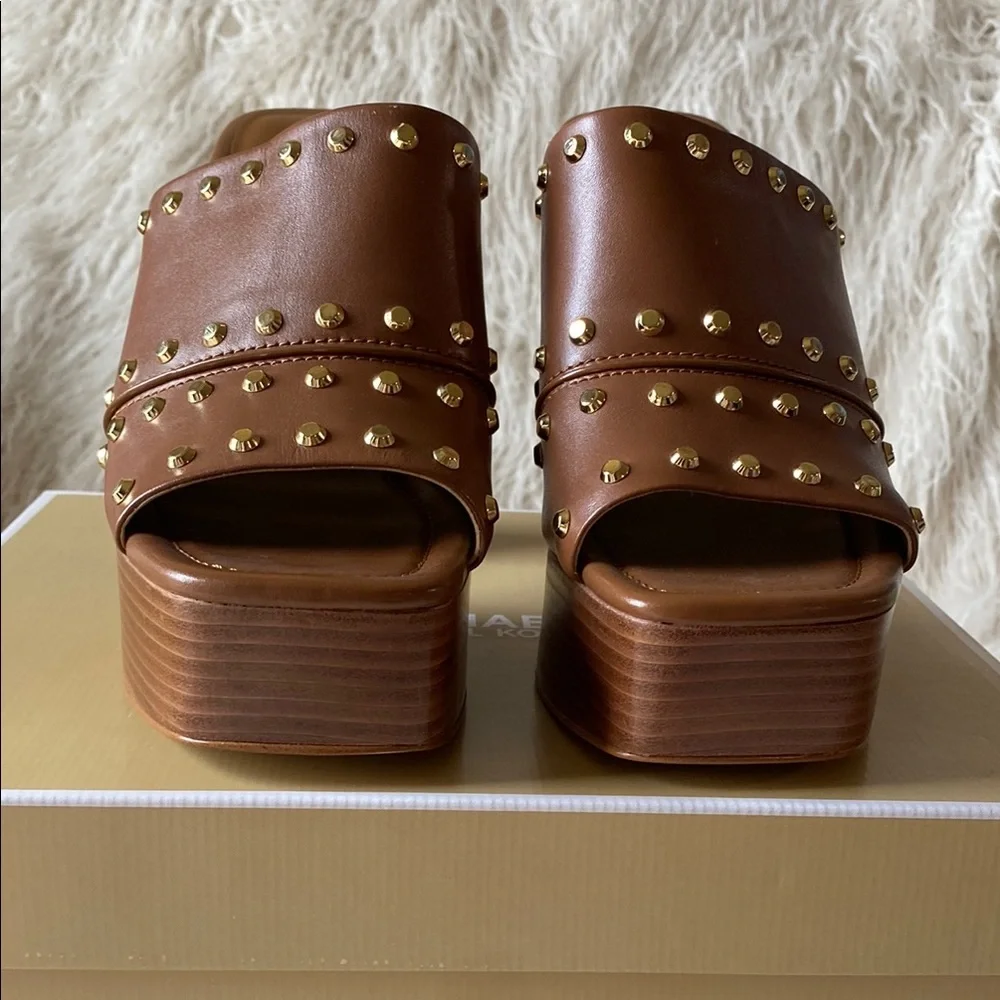 🔥 NWT 🔥 Michael Kors Jagger Platform Mule, Luggage, Size 9 - Picture 9 of 14